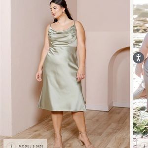 Revelry Skye Satin midi dress in Silver Sage